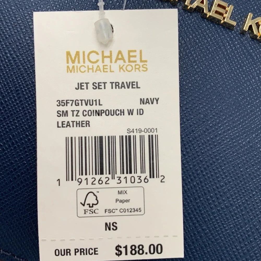 MICHAEL KORS SMALL TOP ZIP COINPOUCH WITH ID CARD NAVY  COLOR